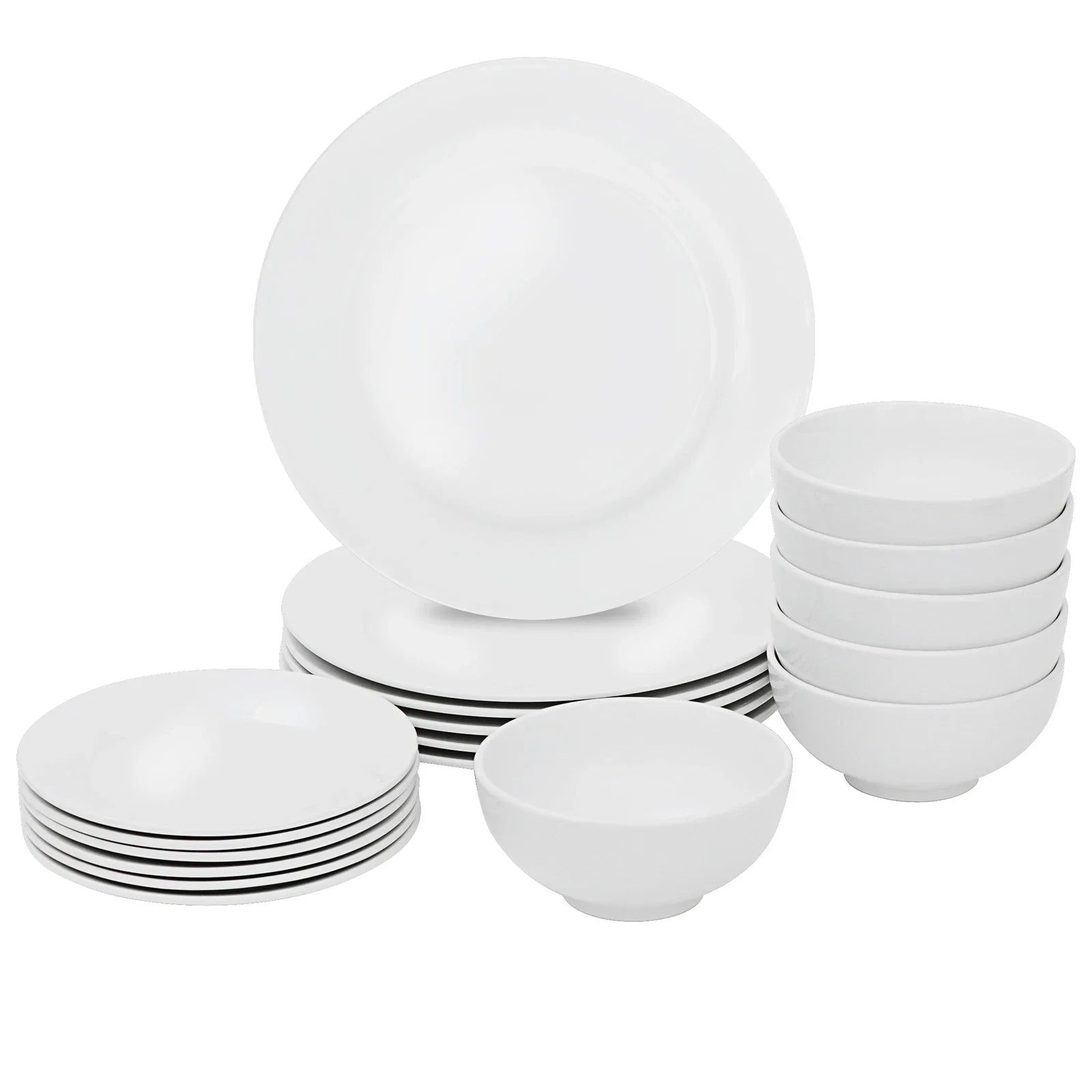 18 Piece Dinnerware Set Plates Bowls White Porcelain Kitchen Service for 6