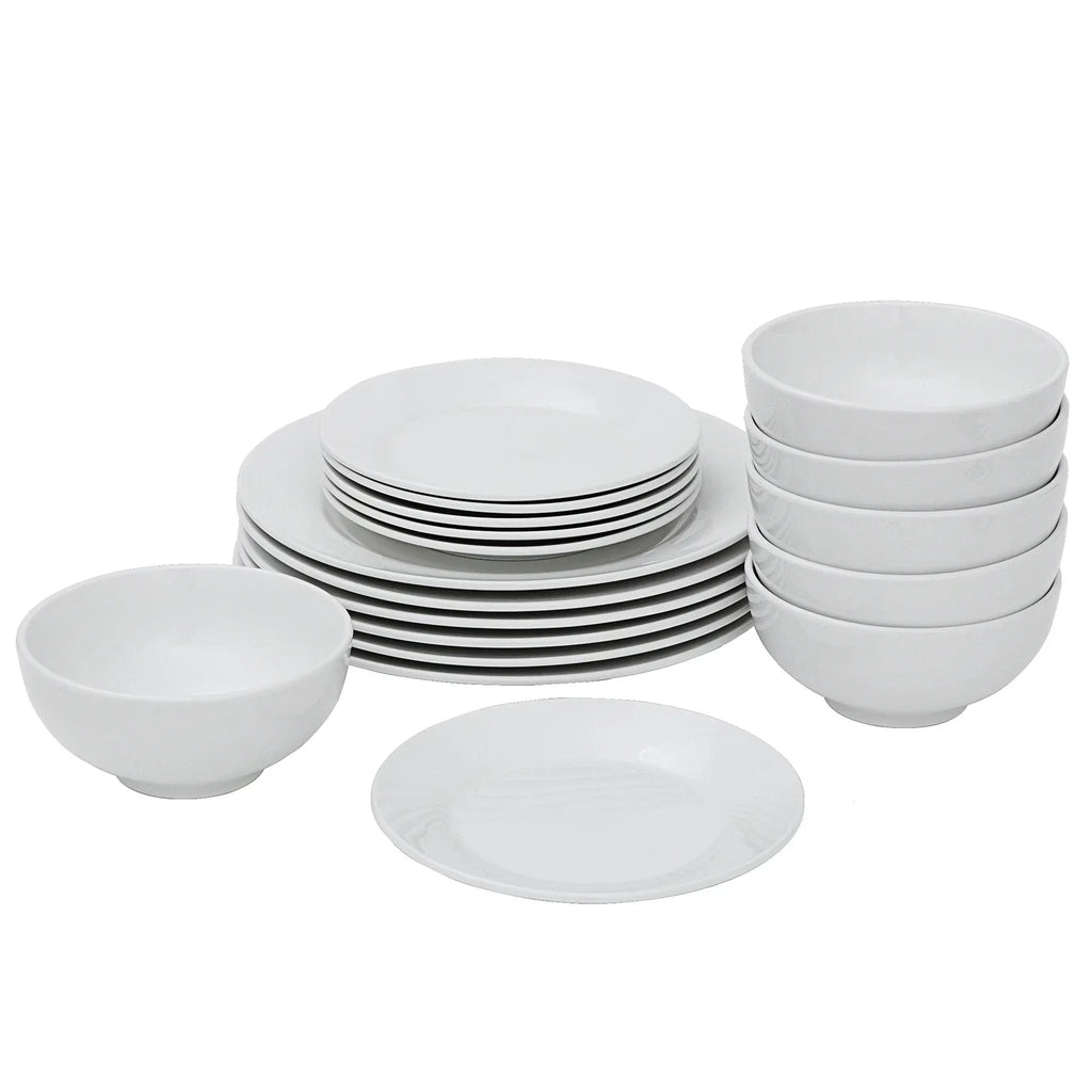 18 Piece Dinnerware Set Plates Bowls White Porcelain Kitchen Service for 6