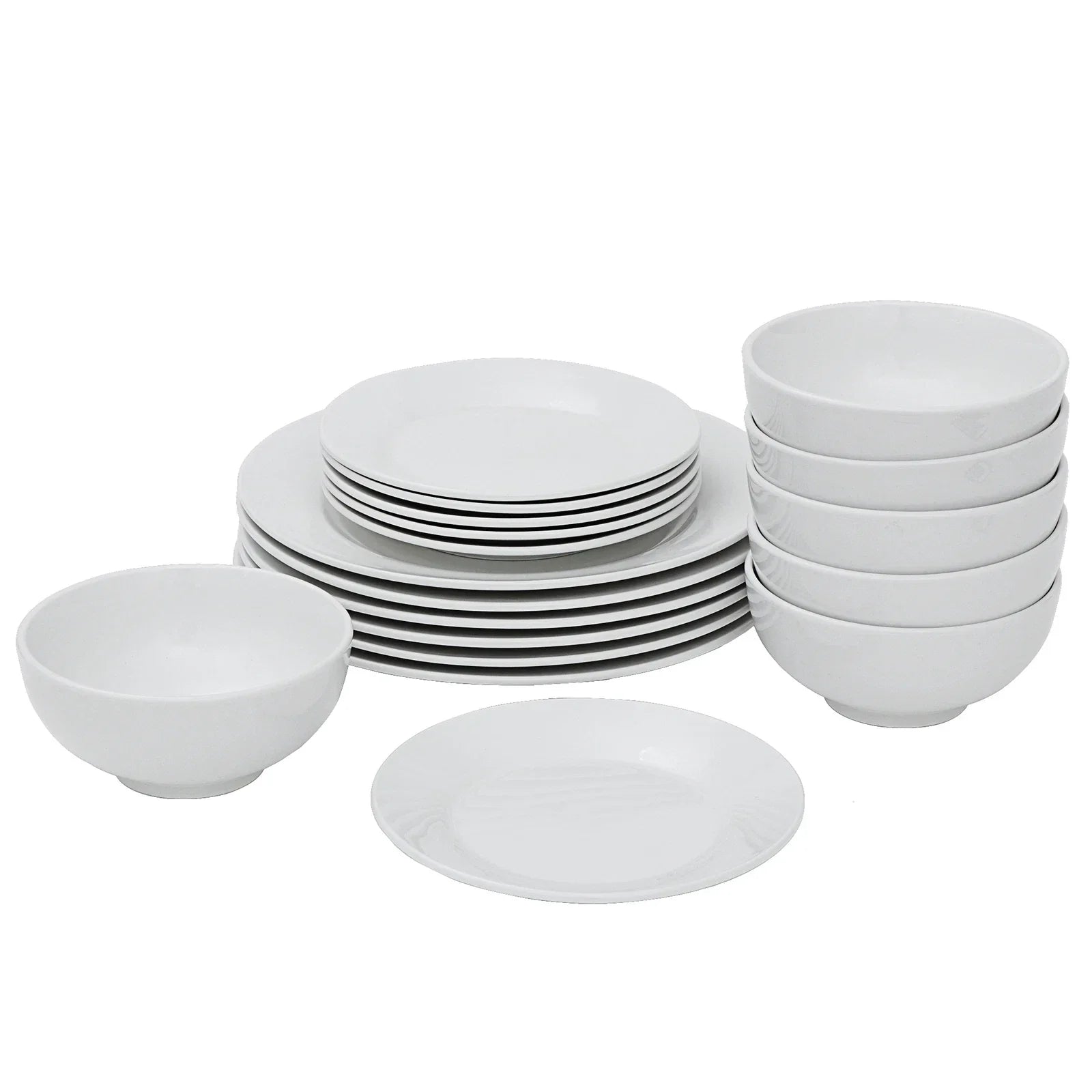 18 Piece Dinnerware Set Plates Bowls White Porcelain Kitchen Service for 6