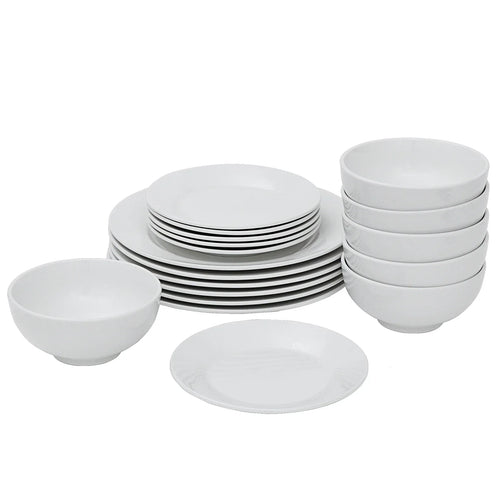 18 Piece Dinnerware Set Plates Bowls White Porcelain Kitchen Service for 6