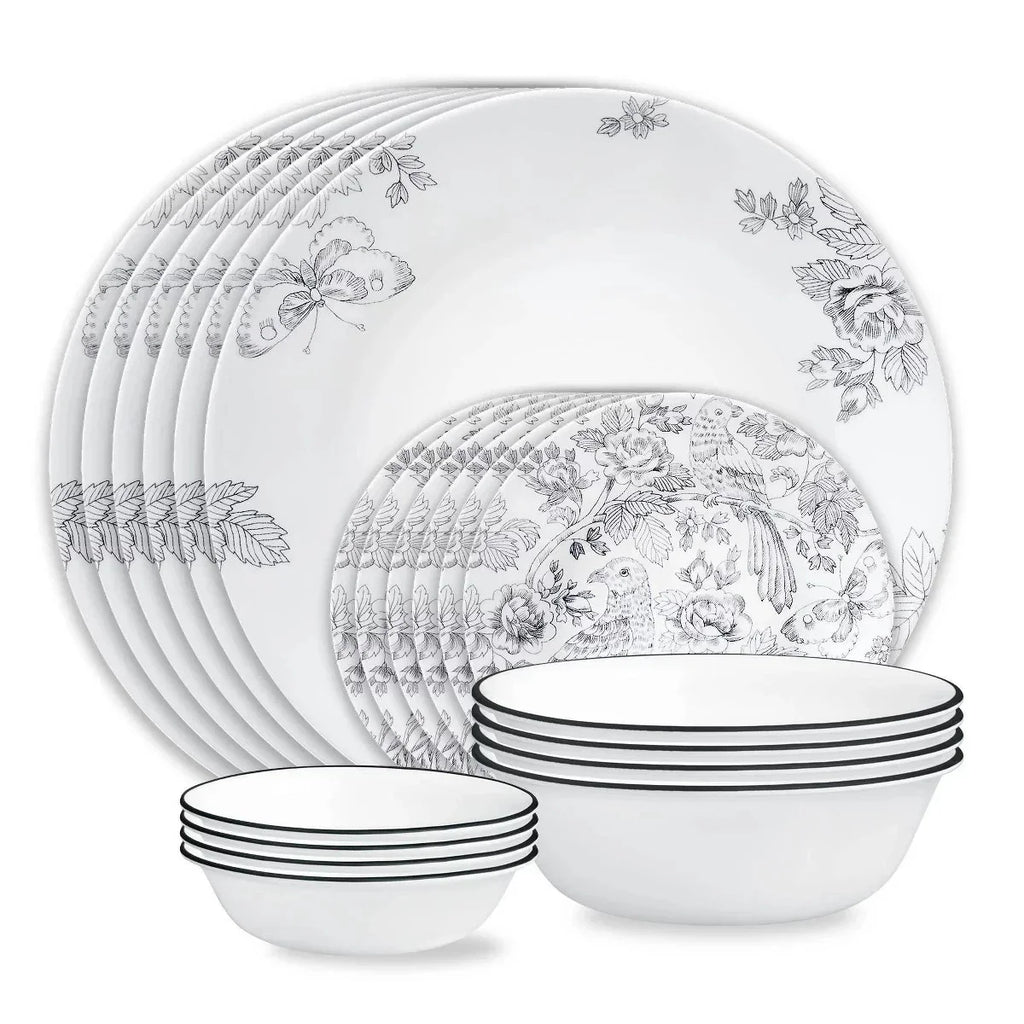 New Corelle Livingware 16pc Francheska Dinnerware Set -Premium Vitrelle Glass