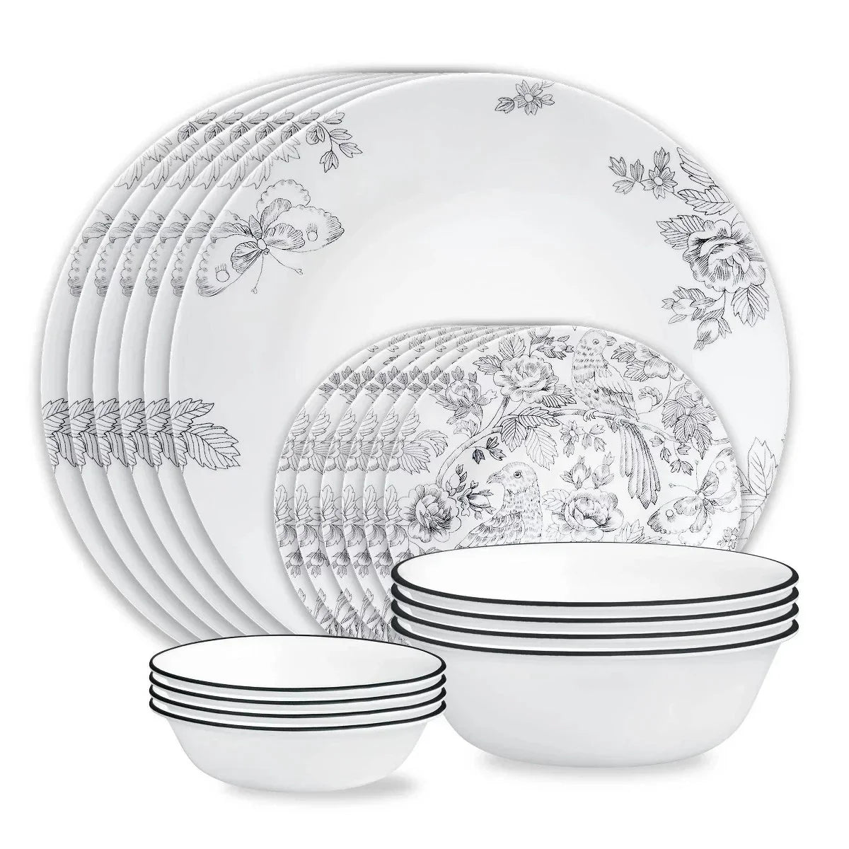 New Corelle Livingware 16pc Francheska Dinnerware Set -Premium Vitrelle Glass